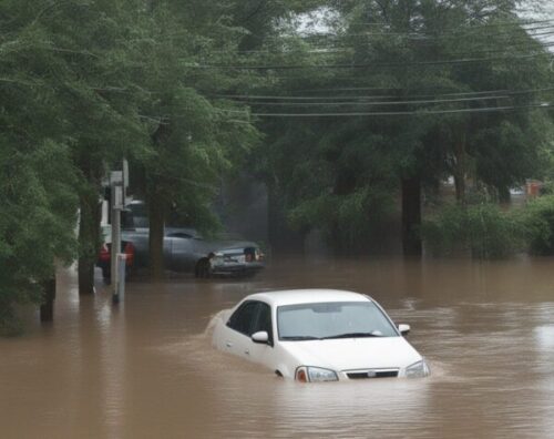 A car sunk in flood